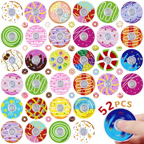 SCIONE 52 Pcs Donut Fidget Spinners Party Favors for Kids Bulk Small Fidget Toys for Kids Classroom Prizes Miniature Stress Relief Toy Birthday Goodie Bag Fillers Treasure Box Gifts - Image 1