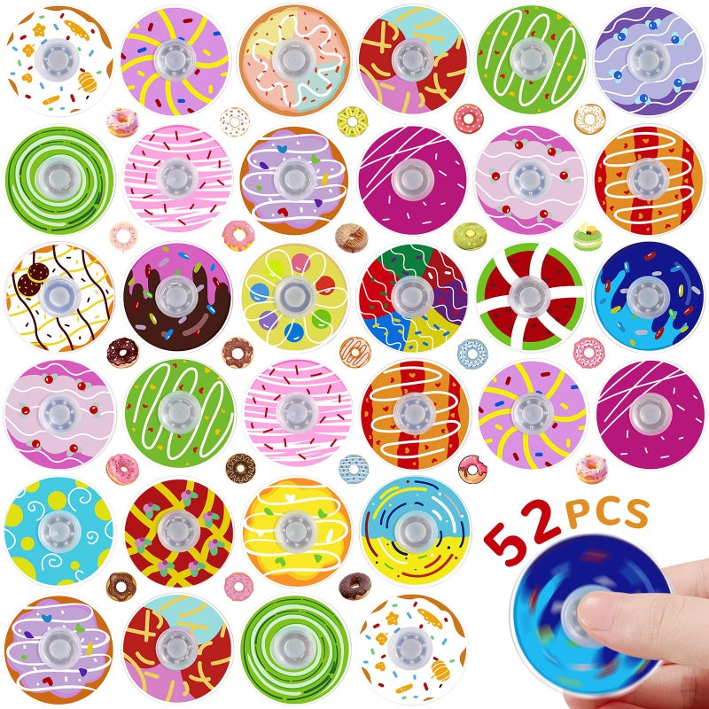 SCIONE 52 Pcs Donut Fidget Spinners Party Favors for Kids Bulk Small Fidget Toys for Kids Classroom Prizes Miniature Stress Relief Toy Birthday Goodie Bag Fillers Treasure Box Gifts - Image 3