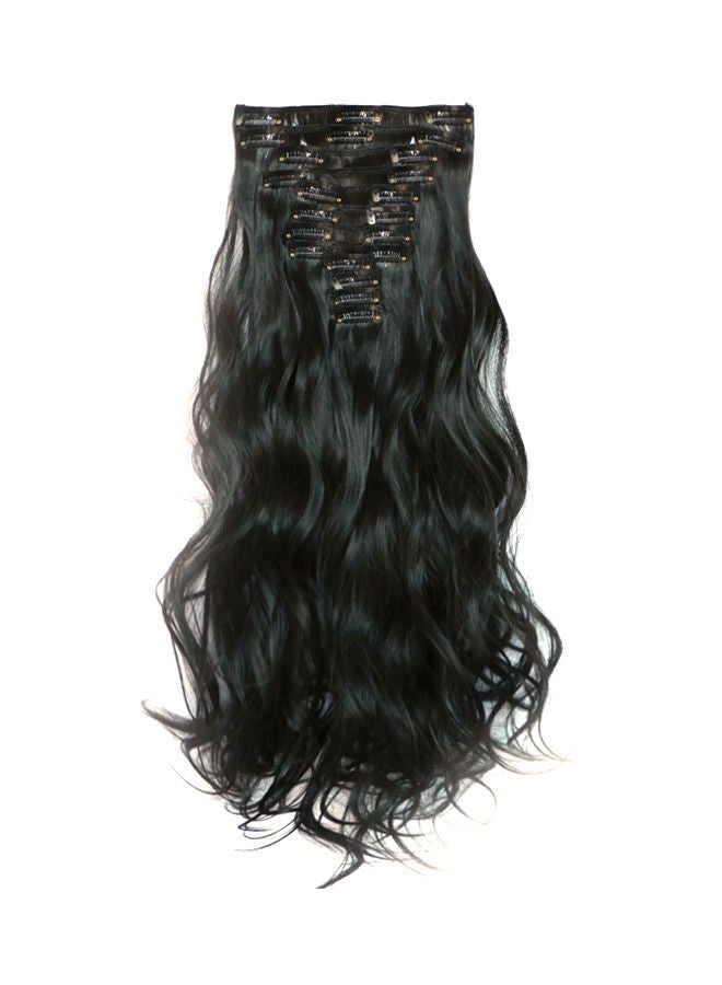 وصلة شعر طويلة مموجة من 12 قطعة أسود 60سنتيمتر