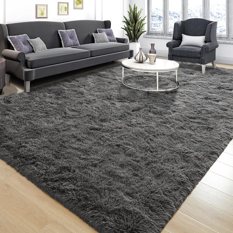 Tepook Soft Fluffy Rugs for Bedroom, 4x6 Area Rug for Living Room, Modern Shaggy Room Rug for Kids Boys Girls, Plush Throw Rugs Indoor Nursery Home Decor Rug with Non-Slip Bottom, Dark Grey - Image 1