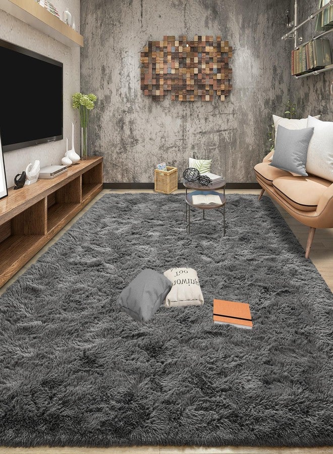 Tepook Soft Fluffy Rugs for Bedroom, 4x6 Area Rug for Living Room, Modern Shaggy Room Rug for Kids Boys Girls, Plush Throw Rugs Indoor Nursery Home Decor Rug with Non-Slip Bottom, Dark Grey - Image 3