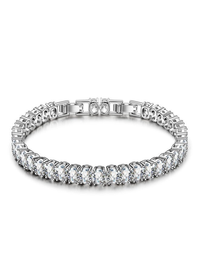 BUMBLEBEE Handmade Tennis Bracelet for Women,White Gold Plated with 12.96CTTW Italian 5A Lab Zirconia - Hypoallergenic Adjustable 7.5 Inch Jewelry Gift for Wedding Anniversary Birthday Christmas - Image 1