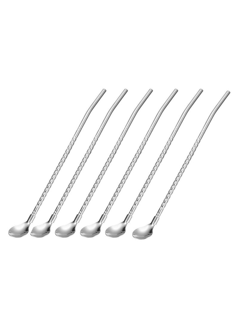 Stainless Steel Spoon Straws 6 Pcs Reusable Metal Long Handle Stirring Drinking Straws Spoon for Milkshake Cold Drinks Cocktail Iced Tea Spoon Straw (Silver) - pzsku/ZDDF7944863C63698C5C4Z/45/_/1739447339/3e366229-0183-45a1-9e63-b3021c56415a