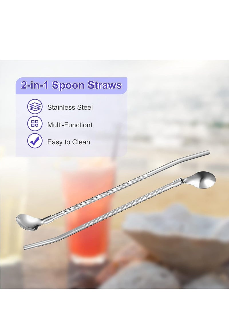 Stainless Steel Spoon Straws 6 Pcs Reusable Metal Long Handle Stirring Drinking Straws Spoon for Milkshake Cold Drinks Cocktail Iced Tea Spoon Straw (Silver) - pzsku/ZDDF7944863C63698C5C4Z/45/_/1739447390/0a0d0840-e240-4b16-b432-7355ec13c04a