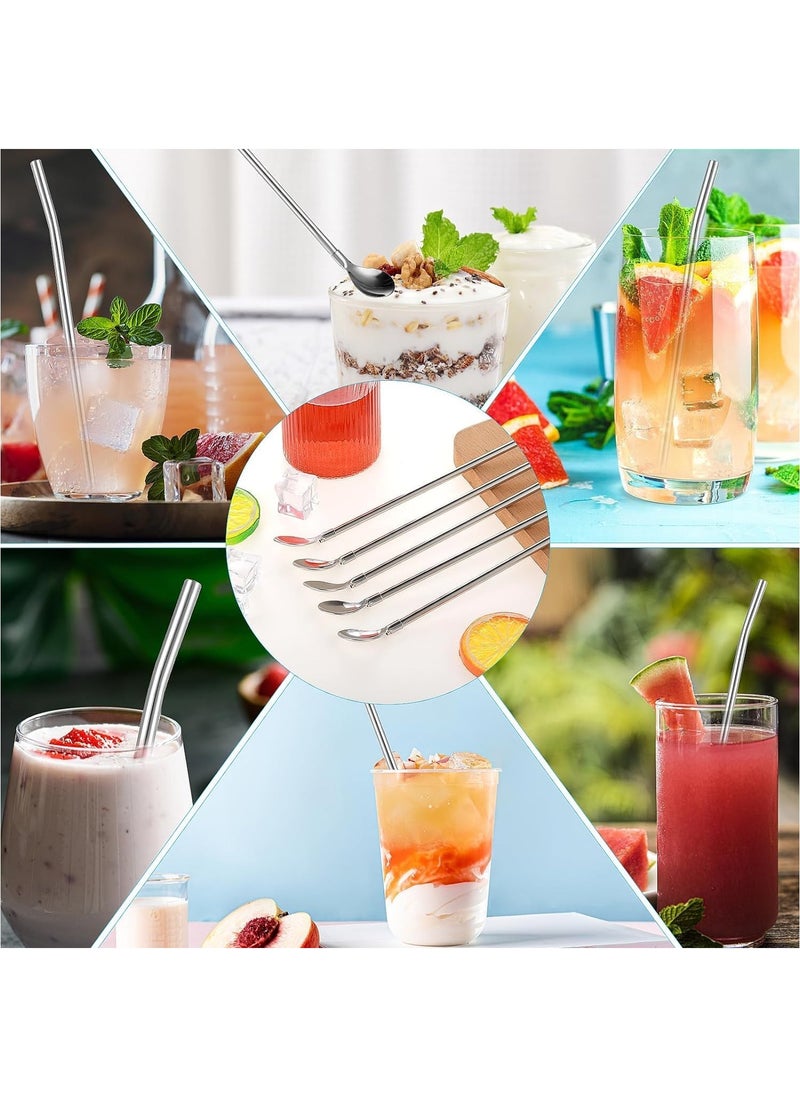 Stainless Steel Spoon Straws 6 Pcs Reusable Metal Long Handle Stirring Drinking Straws Spoon for Milkshake Cold Drinks Cocktail Iced Tea Spoon Straw (Silver) - pzsku/ZDDF7944863C63698C5C4Z/45/_/1739447472/38ca2b87-0683-4bce-a82a-0f9b99cf0138