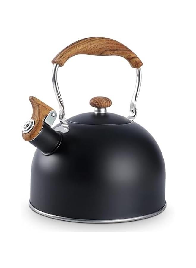 ميكسد 2.5L إبريق الشاي ، والغذاء الصف الفولاذ المقاوم للصدأ إبريق تهب / تهب إبريق الشاي ، إبريق الشاي الكلاسيكية مع مقبض قابلة للطي المقاوم للحرارة ( أسود ) - Image 1