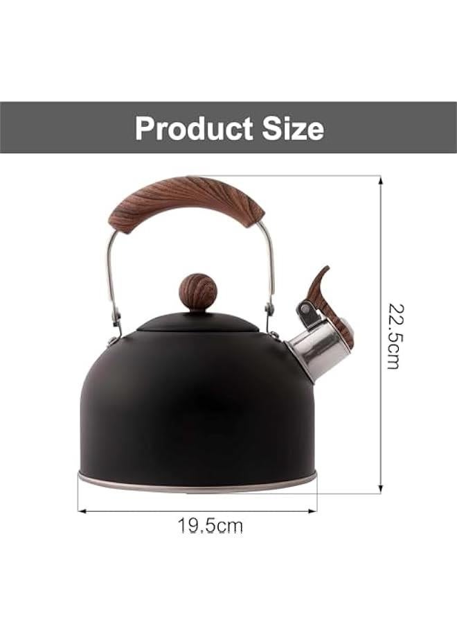ميكسد 2.5L إبريق الشاي ، والغذاء الصف الفولاذ المقاوم للصدأ إبريق تهب / تهب إبريق الشاي ، إبريق الشاي الكلاسيكية مع مقبض قابلة للطي المقاوم للحرارة ( أسود ) - Image 4