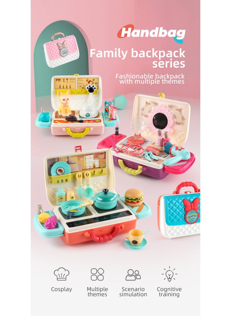 مجموعة ألعاب سلسلة حقيبة الظهر العصرية لمنزل اللعب للأطفال (قطة أليف) - Image 3
