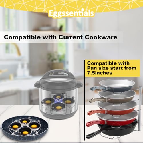 Eggssentials Egg Poacher Insert Stainless Steel Poached Egg Cooker Eggs Poaching Cup PFOA Free Egg Poachers Nonstick, 7.25" Rack Compatible with Current Cookware, Skillets & Instant Pots - Image 2