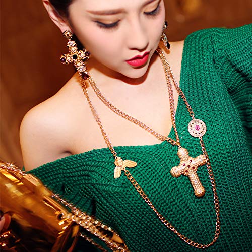 FUTIMELY Cross Earrings,Big Baroque Drop Earrings,Rhinestone Large Cross Earrings,Retro Court Earrings for Women Halloween Christmas Gifts (Black) - Image 4