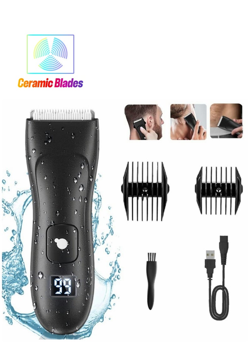 Professional USB Rechargeable Hair Clippers for Men - Cordless Body Groomer & Beard Trimmer with LED Display, Waterproof Design for Groin & Body Hair - Image 1