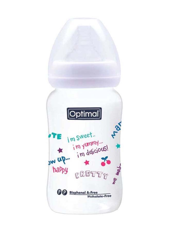 Optimal Wide Neck Feeding Bottle 240 ML, White - Image 1