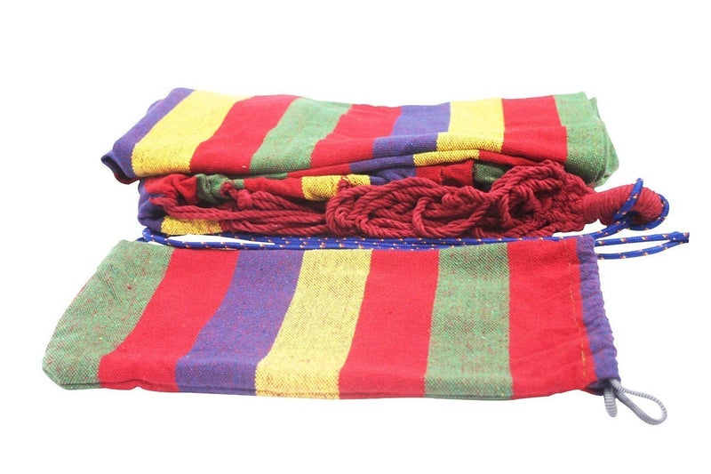 Swingzy Make in India Hammock Hanging Rope Swing-Comfort Durable Yard Striped Foldable Hanging Swing/Hanging Bed for Camping & Outdoor Activities, Indoor Backyards Single Person (197 cm x 80 cm, Red) - Image 4