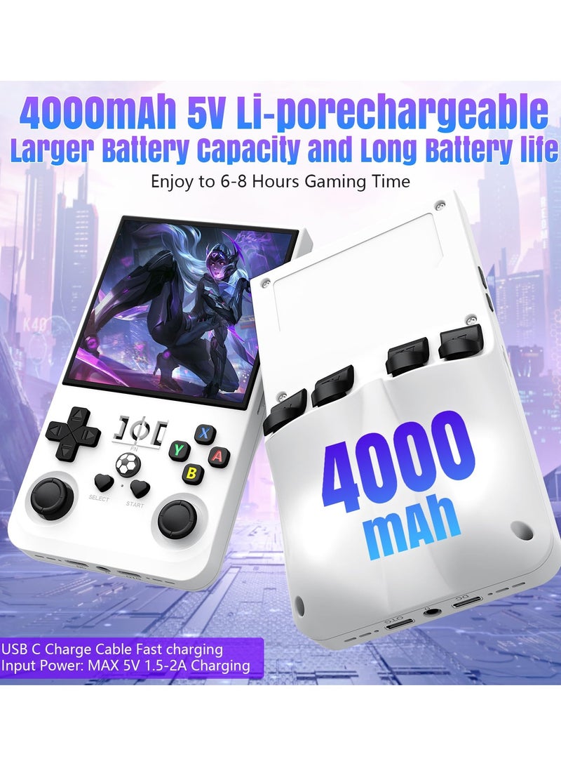 Joshberg R36 Max Retro Handheld Game Console, Video Game Console with 64G Built-in 18000+ Games, 4000mAh Rechargeable, Support 30+ Simulators, Linux System, 4.0 Inch IPS Screen Portable Pocket Arcade, White - Image 4