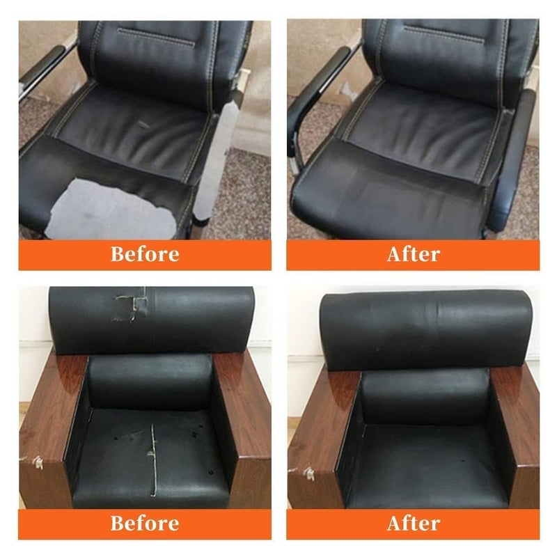 Foxelli Waterproof Adhesive Sheet For Genuine Leather Repair Patch 30x60cm For Sofa Repair Car Seats Jackets Durable Self-Adhesive Couches Furniture Bags Jackets Waterproof Diy Upholstery Tape Car (Black)  - Image 2