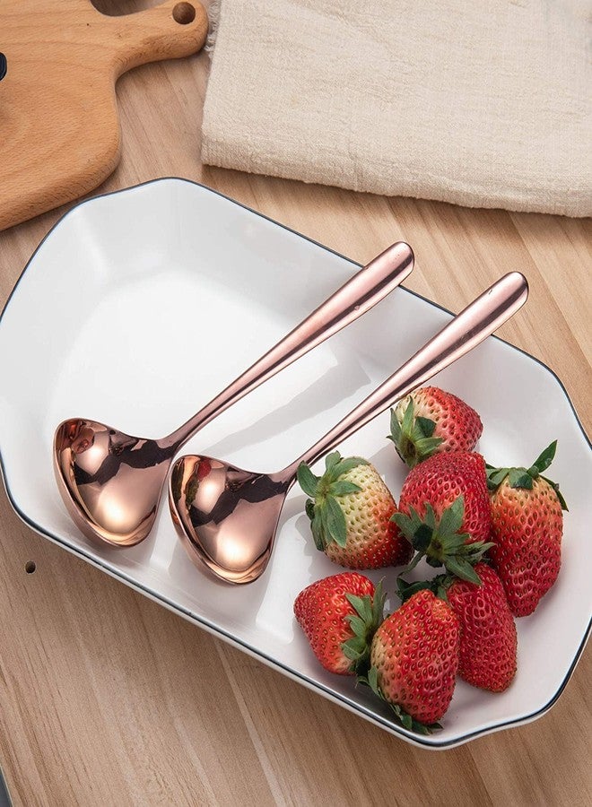 Comicfs ملعقة حساء كوميكفس، 4 عبوات من الفولاذ المقاوم للصدأ SUS 304 مع طلاء تيتانيوم مصقول، ملعقة حساء كبيرة الحجم، أداة مطبخ 8 إنش (ذهب وردي) - Image 3