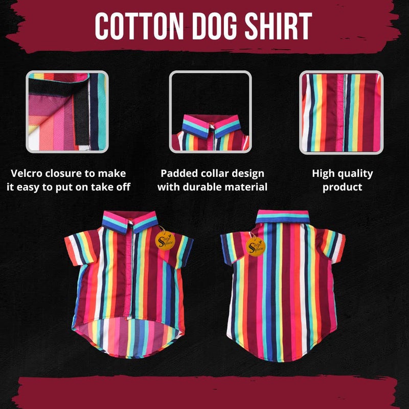 Sage Square Funky Soft Material Dog Shirt | Cool/Funky Print Pet | Soft Light Weight | Comfortable & Breathable Dog Clothing | Trendy Vest Outfit (Colorfull Stripes Print) (XXLarge - 28inch) - Image 5