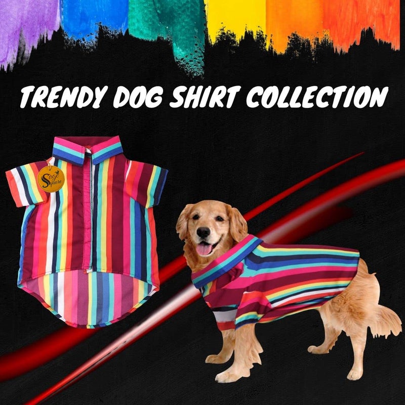 Sage Square Funky Soft Material Dog Shirt | Cool/Funky Print Pet | Soft Light Weight | Comfortable & Breathable Dog Clothing | Trendy Vest Outfit (Colorfull Stripes Print) (XXLarge - 28inch) - Image 2