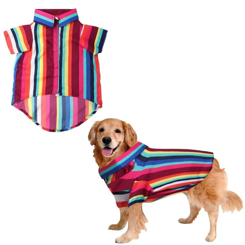 Sage Square Funky Soft Material Dog Shirt | Cool/Funky Print Pet | Soft Light Weight | Comfortable & Breathable Dog Clothing | Trendy Vest Outfit (Colorfull Stripes Print) (XXLarge - 28inch) - Image 1