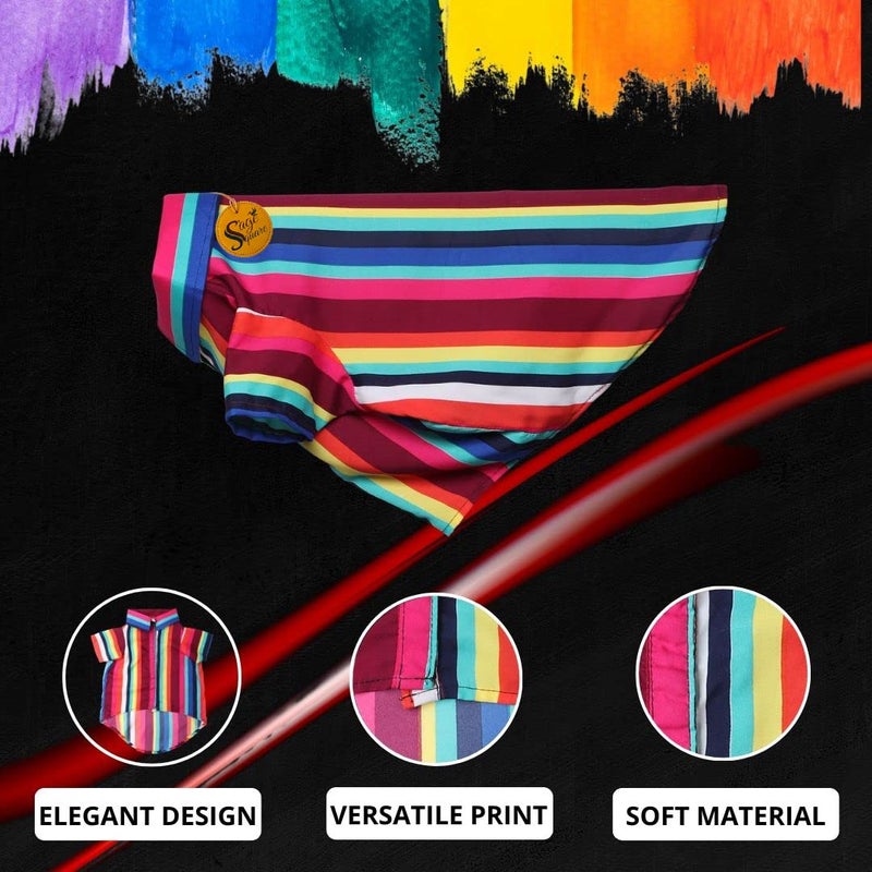 Sage Square Funky Soft Material Dog Shirt | Cool/Funky Print Pet | Soft Light Weight | Comfortable & Breathable Dog Clothing | Trendy Vest Outfit (Colorfull Stripes Print) (XXLarge - 28inch) - Image 3