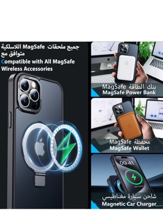 جراب مغناطيسي لموبايل ايفون 15 برو ماكس مع حامل غير مرئي من ايليجو، متوافق مع ماج سيف، جراب حماية ضد الصدمات، جراب موبايل رفيع غير لامع مع مغناطيس لموبايل ابل 15 برو ماكس (2023) (اسود) - view 2