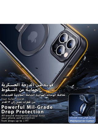 جراب مغناطيسي لموبايل ايفون 15 برو ماكس مع حامل غير مرئي من ايليجو، متوافق مع ماج سيف، جراب حماية ضد الصدمات، جراب موبايل رفيع غير لامع مع مغناطيس لموبايل ابل 15 برو ماكس (2023) (اسود) - view 3