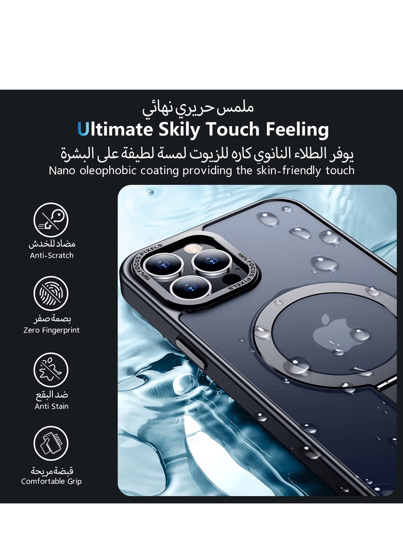 ايليجو - جراب مغناطيسي لموبايل ايفون 15 برو ماكس مع حامل غير مرئي من ايليجو، متوافق مع ماج سيف، جراب حماية ضد الصدمات، جراب موبايل رفيع غير لامع مع مغناطيس لموبايل ابل 15 برو ماكس (2023) (اسود) - Image 1