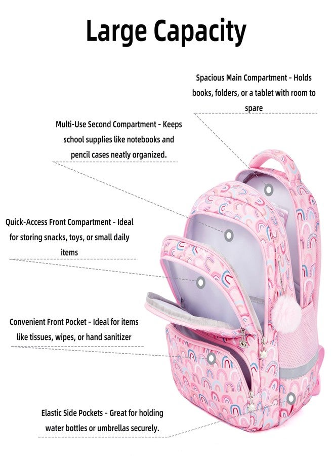 KingCheer Cute Kids Backpack for Girls Boys Lightweight School Bag for Preschool Primary Teenage Bookbag for Aged 6-12, Pink Rainbow, 17inch, Classic - Image 5
