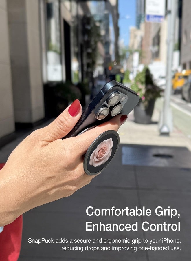 حامل Upcommon SnapPuck Grip، متوافق مع MagSafe، حامل هاتف قابل للطي فائق النحافة، مسند، إغلاق مغناطيسي سريع (ألياف الكربون) - Image 2