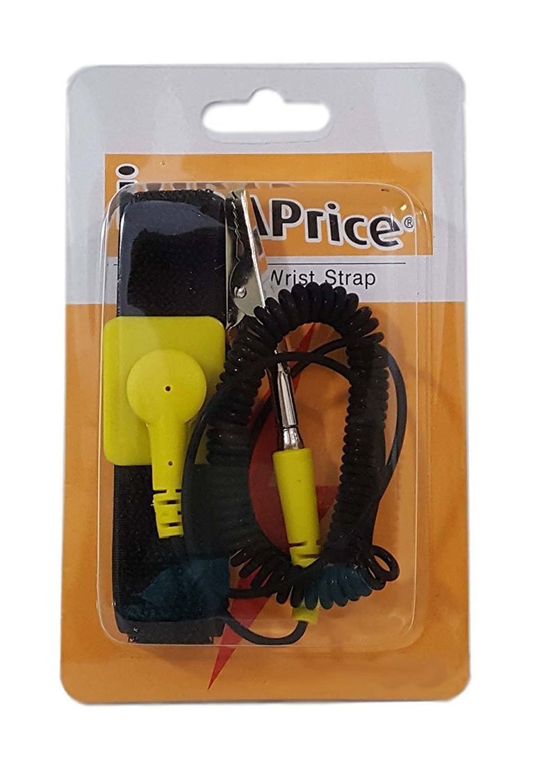 iMBAPrice Anti-Static Adjustable Grounding Wrist Strap, 1 Count (Pack of 1), Black, Yellow, Static Electricity Protection Wrist Strap - Image 1