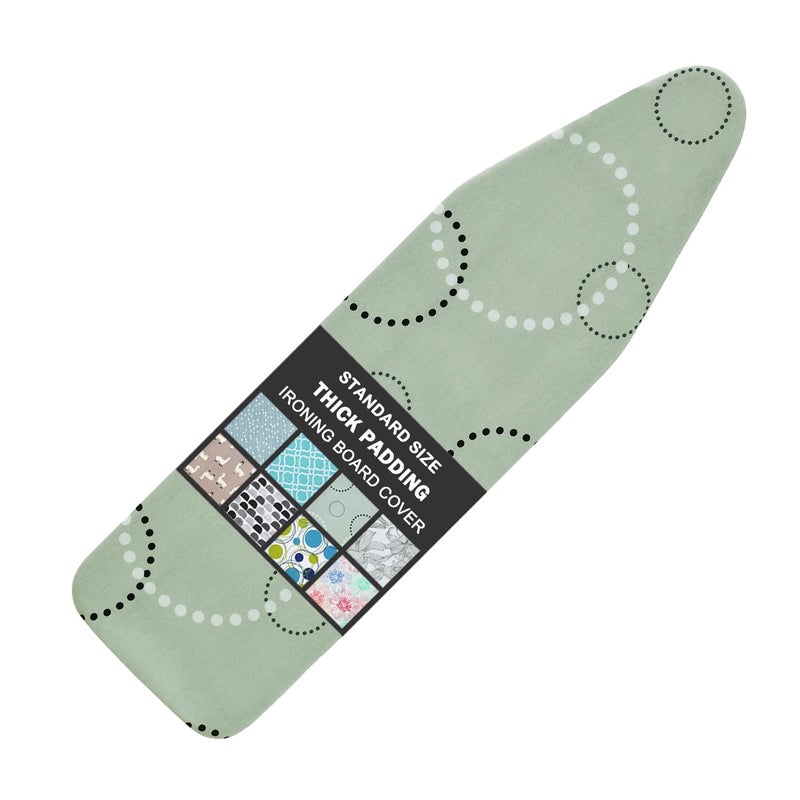 Ironing Board Cover and Pad Standard Size 15 x 543 Pairs of Hook and Loop Fastener StrapsElastic EdgesCotton Iron Board Cover with Scorch Resistant Thick PaddingGeometric Circle