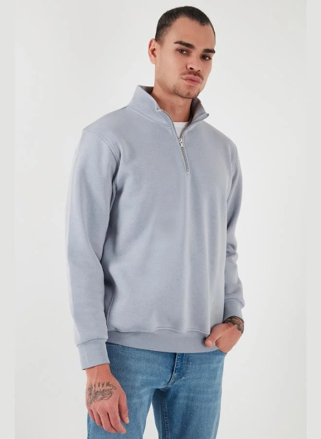 Buratti  Buratti Cotton Regular Fit Half Zipper Stand Collar Sweat Men's SWEAT 59052592 for Men | Best Price UAE