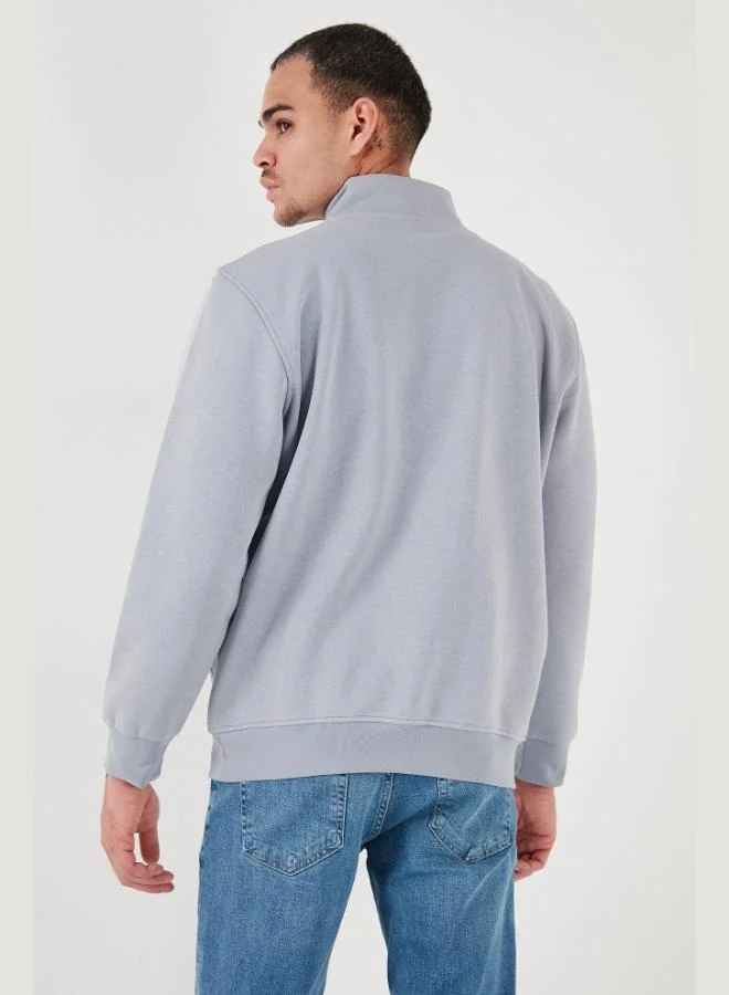 Buratti  Buratti Cotton Regular Fit Half Zipper Stand Collar Sweat Men's SWEAT 59052592 for Men | Best Price UAE