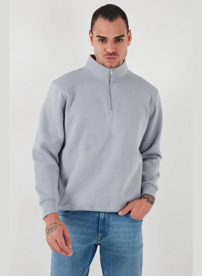 Buratti  Buratti Cotton Regular Fit Half Zipper Stand Collar Sweat Men's SWEAT 59052592 for Men | Best Price UAE