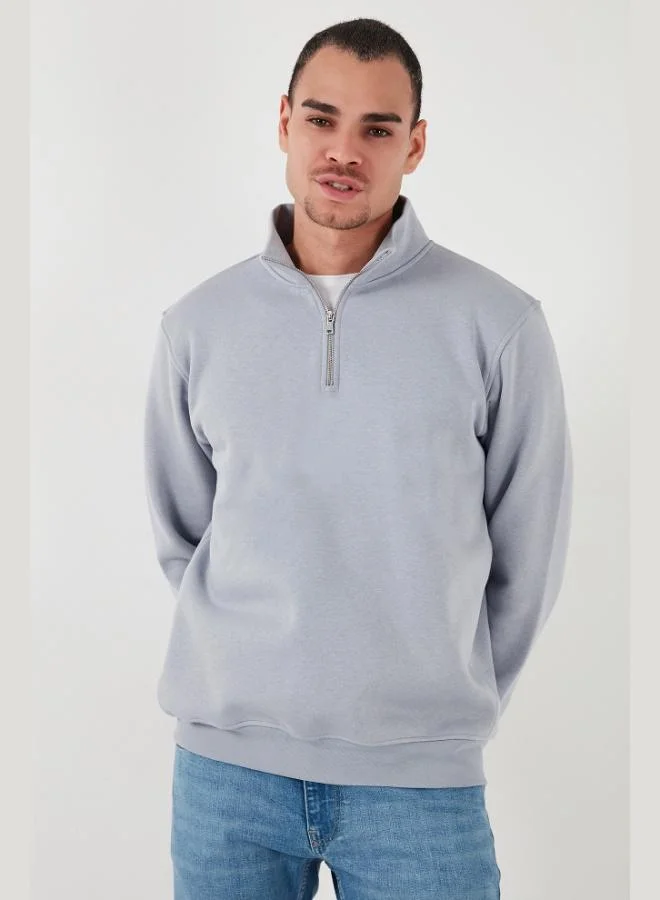 Buratti Cotton Regular Fit Half Zipper Stand Collar Sweat Men's SWEAT 59052592