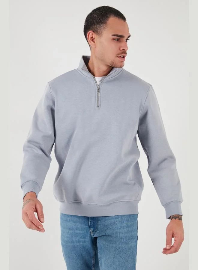 Buratti  Buratti Cotton Regular Fit Half Zipper Stand Collar Sweat Men's SWEAT 59052592 for Men | Best Price UAE