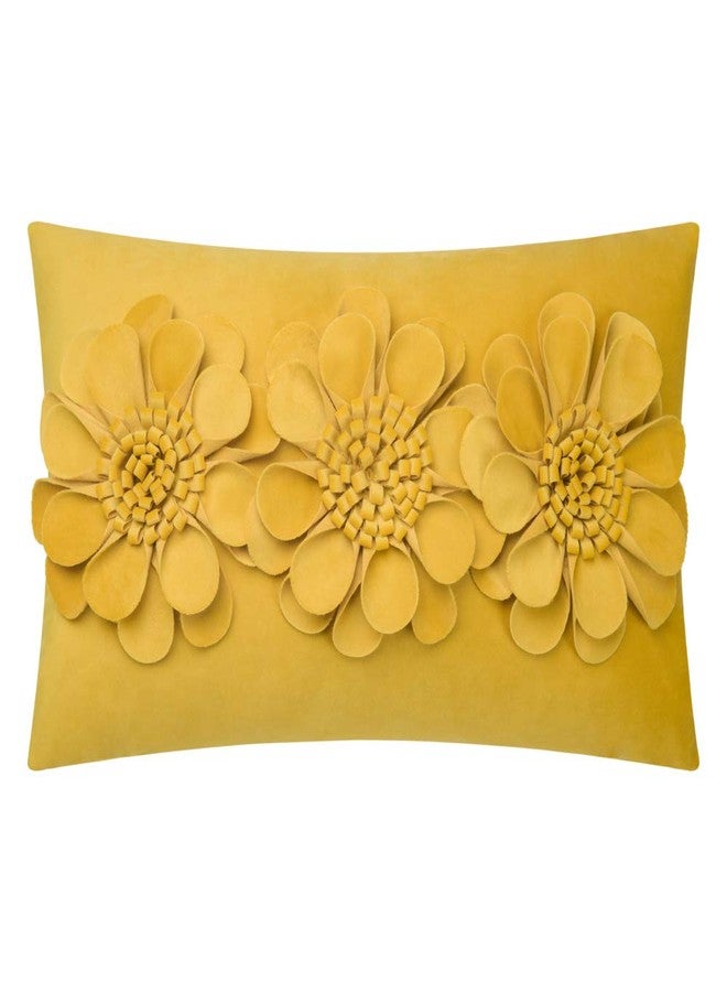 JWH 3D Flower Throw Pillow Cover Decorative Sunflower Accent Pillow Case Velvet Cushion Lumbar Floral Pillowcase for Home Bed Couch Living Room 12x20 Inches Gold Yellow - Image 1