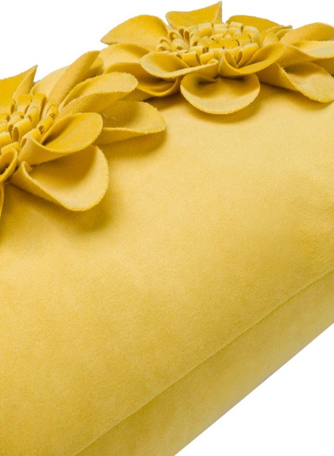 JWH 3D Flower Throw Pillow Cover Decorative Sunflower Accent Pillow Case Velvet Cushion Lumbar Floral Pillowcase for Home Bed Couch Living Room 12x20 Inches Gold Yellow - Image 5