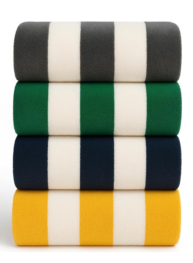 Salt Earth Cotton Striped Beach Cabana Towel, 4 Pack - 30"x60" Quick Dry Towels, Pool Essentials, Travel, Gym & Bathroom Towels, Oversized Beach Vacation Essentials (Multicolour) - Image 1