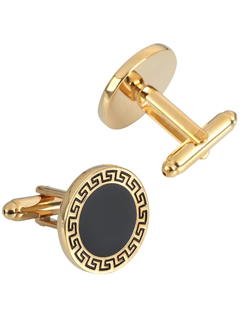 1 Pair Round Enamel Cufflinks Extreme Classic man Shirt Cufflinks for Wedding & Business | Elegant, Detailed Design | Easy to Fasten, Comfortable to Wear | Perfect Gift for Men - Image 3