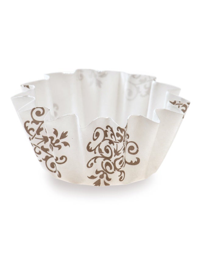 Restaurantware Panificio 0.4 Ounce Baking Cups, 200 Flared Cupcake Liners - Oven-Ready, Freezable, Black And White Paper Muffin Cases, Disposable, Vintage Floral, For Wedding Parties, Baby Showers - Image 1