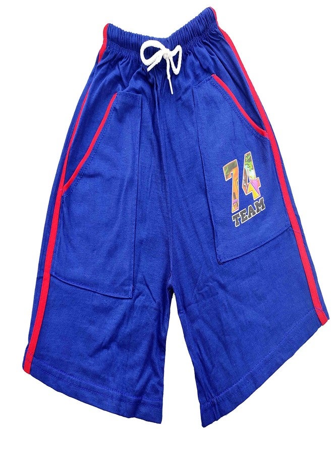 Okara Boy's Cotton Shorts with Pockets_5-6 Year(Blue & Green)-(Pack of 02) - Image 3