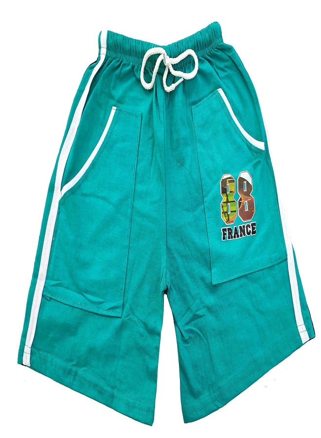 Okara Boy's Cotton Shorts with Pockets_5-6 Year(Blue & Green)-(Pack of 02) - Image 2