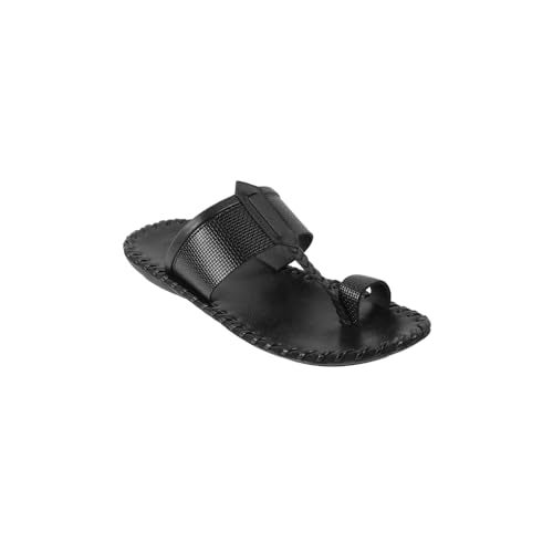 Mochi Men Black Synthetic Leather Kolhapuri Chappal UK/10 EU/44 (16-955) - Image 3