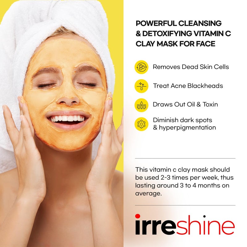irreshine Turmeric Vitamin C Clay Mask: Turmeric Face Mask Vitamin C Clay Mask Clay Mask for Face Clay Face Mask - Vitamin C Clay Mask with Turmeric Vitamin C Face Mask 5.07oz/150ml - Image 4