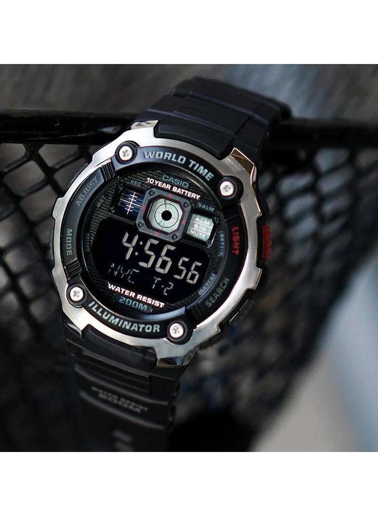 CASIO Men's Water Resistant Digital Watch AE-2000W-1BVDF - 52 mm - Black - Image 5