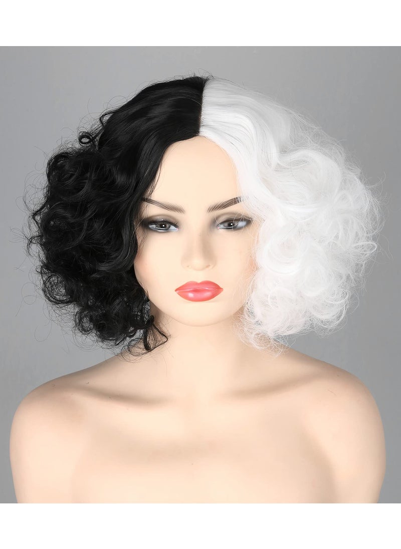 Topcosplay Topcosplay Women Wigs Black and White Wig Short Curly Afro Halloween Costume Cosplay Wigs 