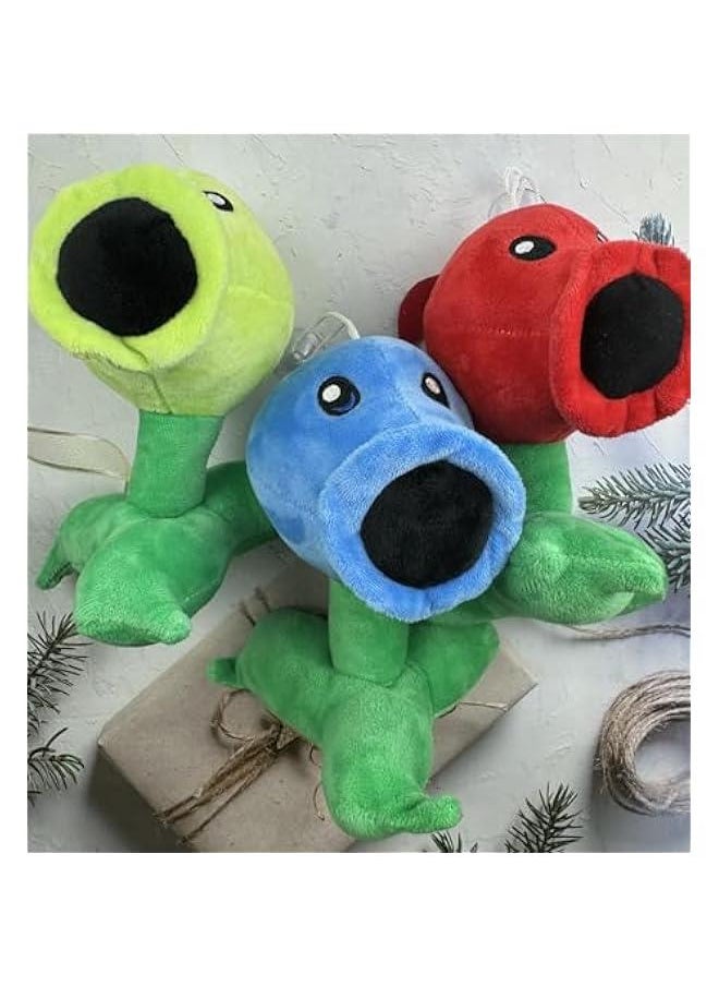 Generic - 3 PCS Plants and Zombies Peashooter Plush Pea Sets Zombies Toys PVZ Plushies 1 2 Stuffed Soft Doll Pea 3 New - Image 1