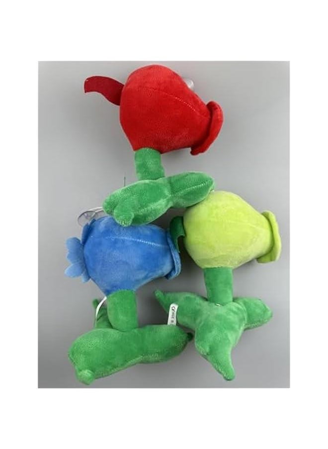 Generic - 3 PCS Plants and Zombies Peashooter Plush Pea Sets Zombies Toys PVZ Plushies 1 2 Stuffed Soft Doll Pea 3 New - Image 1