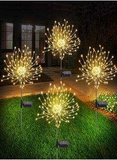 Golden Solar Garden Lights Outdoor Solar Lights 4 Pack Waterproof Solar Powered Firefly Lights Landscape Solar Lights Outdoor Decorative Lights for Yard Garden Flowerbed Party(Warm/360 LED)  - Image 1